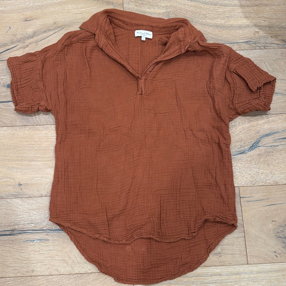 EUC Michael Stars double gauze short-sleeve top. Rust XS